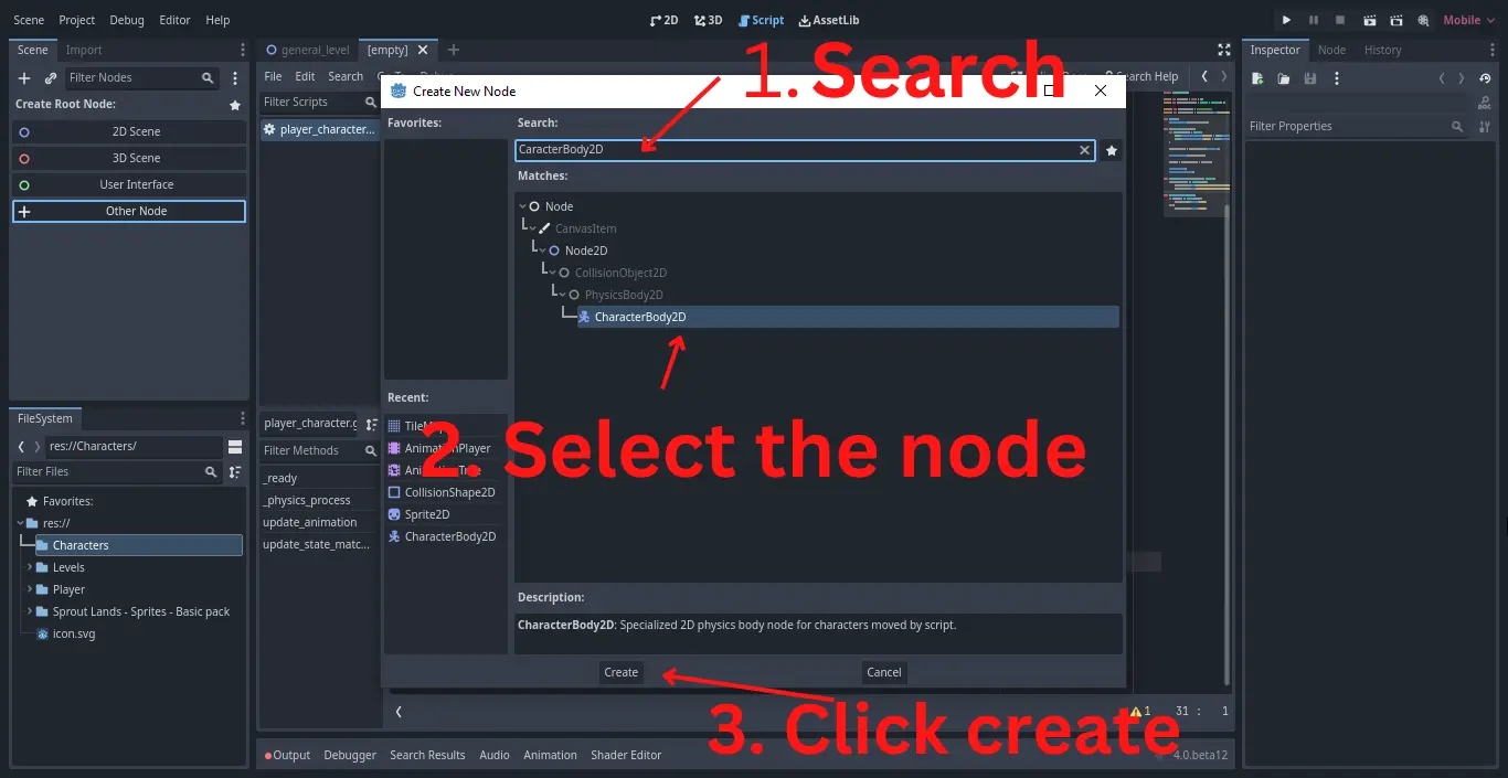 Search node in Godot 4